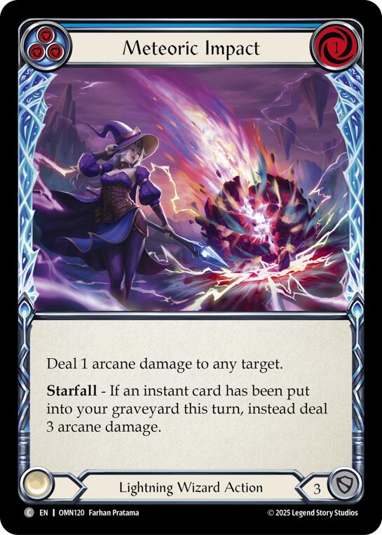Meteoric Impact (Blue) [OMN120] (Omens of the Third Age)  Rainbow Foil | Total Play