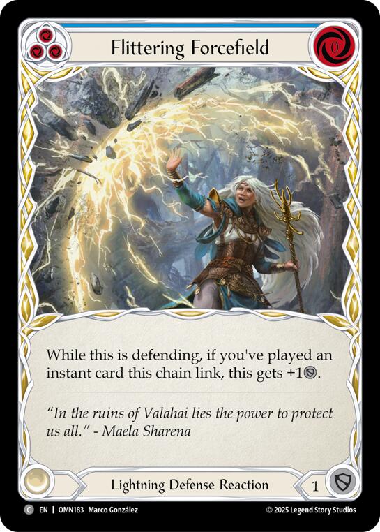 Flittering Forcefield (Blue) [OMN183] (Omens of the Third Age)  Rainbow Foil | Total Play