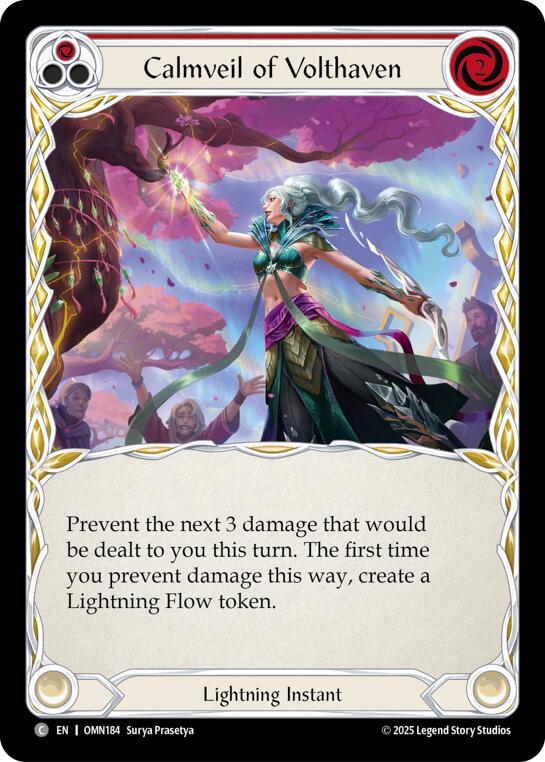 Calmveil Of Volthaven (Red) [OMN184] (Omens of the Third Age)  Rainbow Foil | Total Play