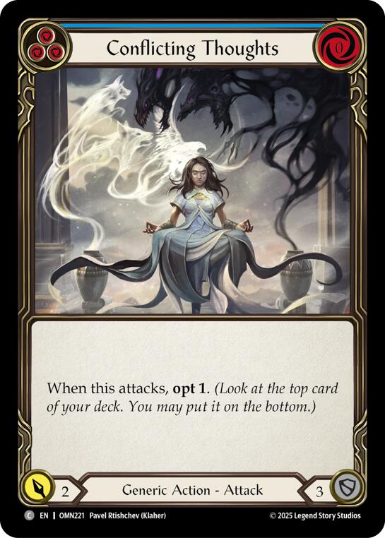 Conflicting Thoughts (Blue) [OMN221] (Omens of the Third Age)  Rainbow Foil | Total Play