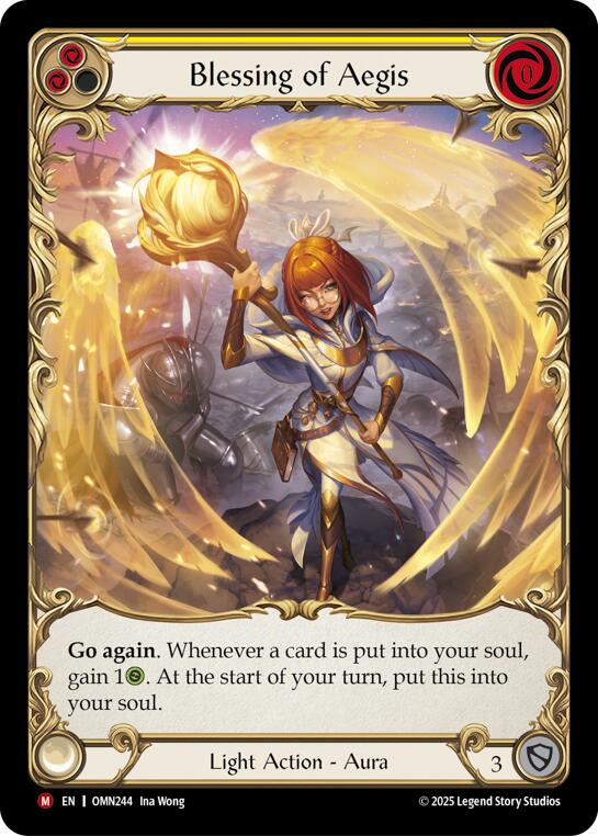 Blessing Of Aegis (Yellow) (Extended Art) [OMN244] (Omens of the Third Age)  Cold Foil | Total Play