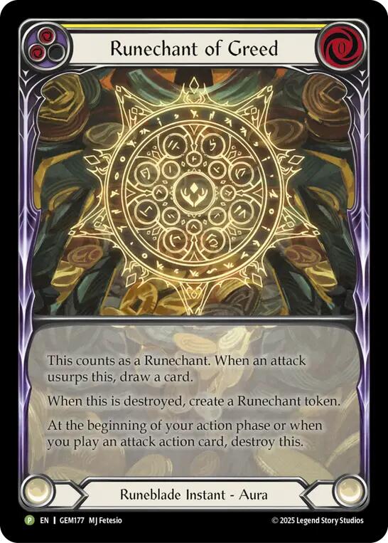 Runechant of Greed (Yellow) [GEM177-RF] (GEM Pack 5)  Rainbow Foil | Total Play