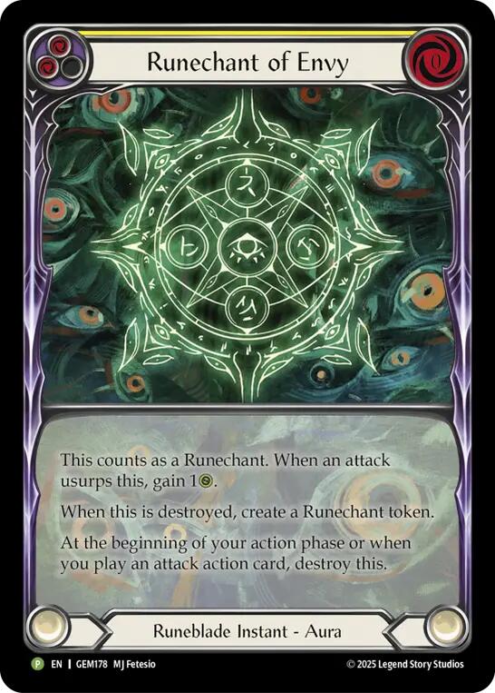 Runechant of Envy (Yellow) [GEM178-RF] (GEM Pack 5)  Rainbow Foil | Total Play
