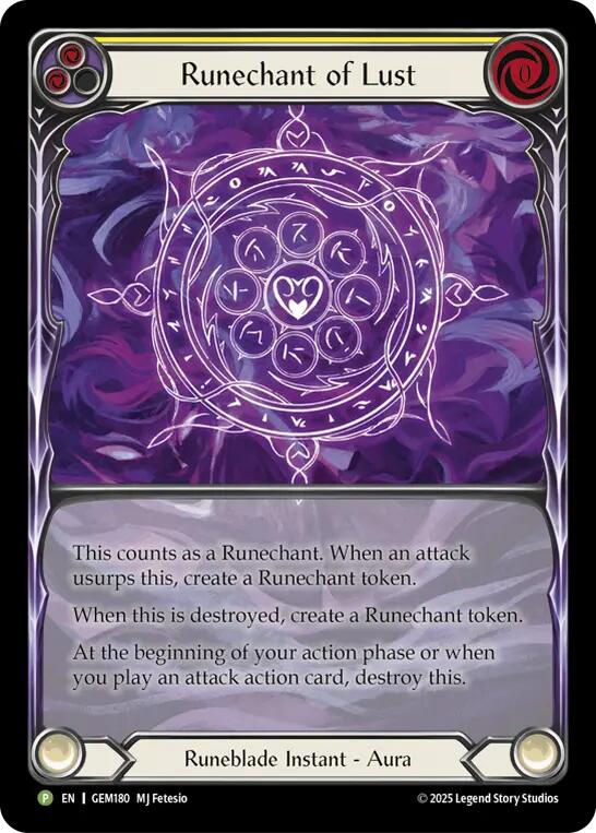 Runechant of Lust (Yellow) [GEM180-RF] (GEM Pack 5)  Rainbow Foil | Total Play