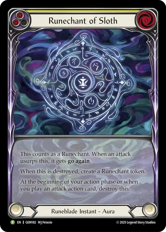 Runechant of Sloth (Yellow) [GEM182-RF] (GEM Pack 5)  Rainbow Foil | Total Play