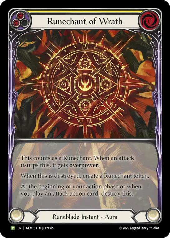 Runechant of Wrath (Yellow) [GEM183-RF] (Gem Pack 5)  Rainbow Foil | Total Play