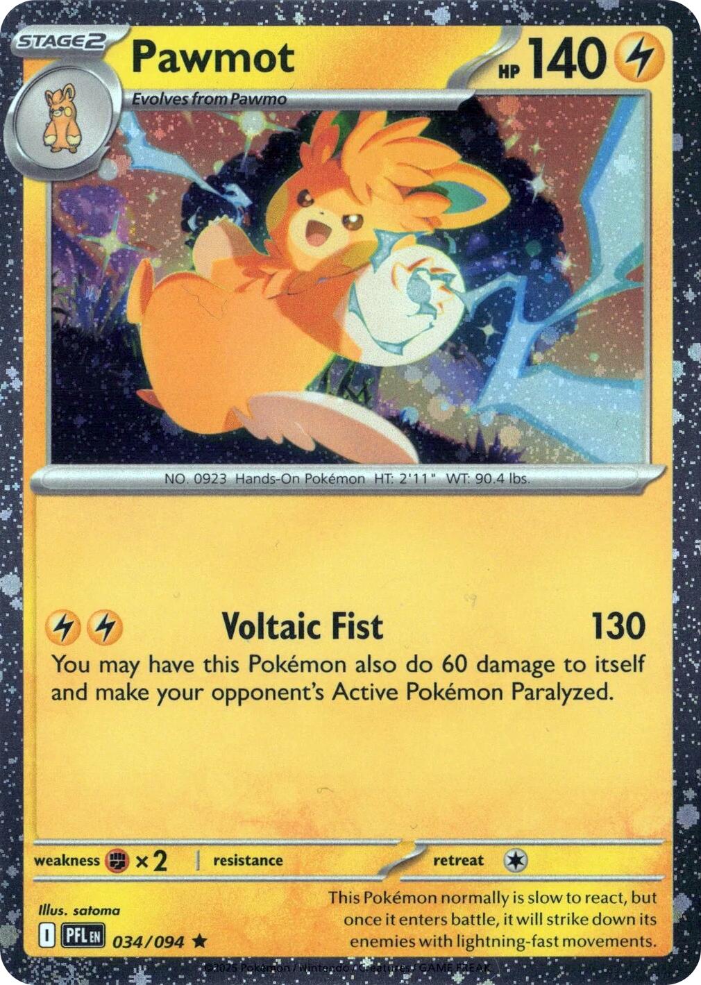 Pawmot (034/094) (Cosmos Holo) [Mega Evolution: Phantasmal Flames] | Total Play