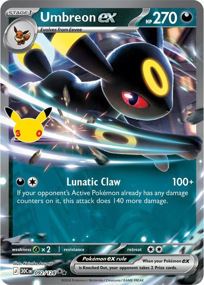 Umbreon ex (092/128) [Mega Evolution: 30th Celebration] | Total Play