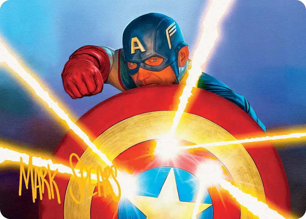 Captain's Defense Art Card (Gold-Stamped Signature) [Marvel Super Heroes Art Series] | Total Play