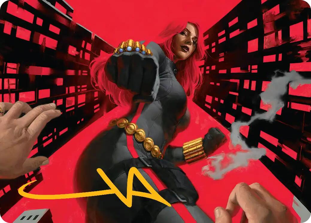 Black Widow, Deadly Hunter Art Card (Gold-Stamped Signature) [Marvel Super Heroes Art Series] | Total Play