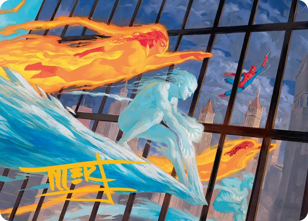Iceman and Firestar Art Card (Gold-Stamped Signature) [Marvel Super Heroes Art Series] | Total Play