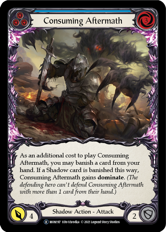 Consuming Aftermath (Blue) [U-MON197-RF] (Monarch Unlimited)  Unlimited Rainbow Foil | Total Play