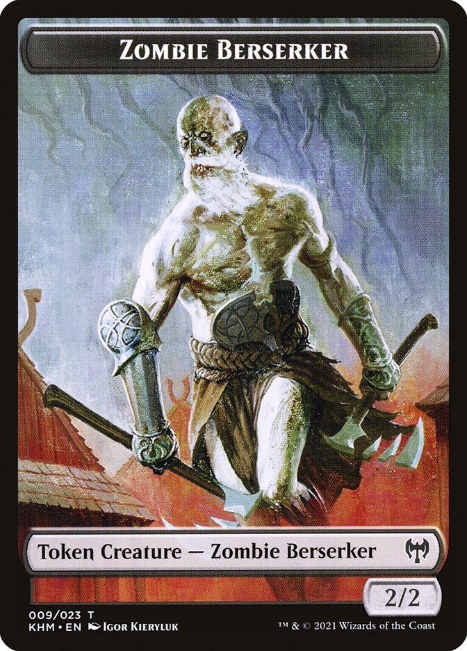 Elf Warrior // Zombie Berserker Double-Sided Token [Kaldheim Tokens] | Total Play