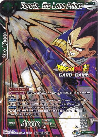 Vegeta, the Lone Prince (Card Game Fest 2022) (BT10-068) [Tournament Promotion Cards] | Total Play