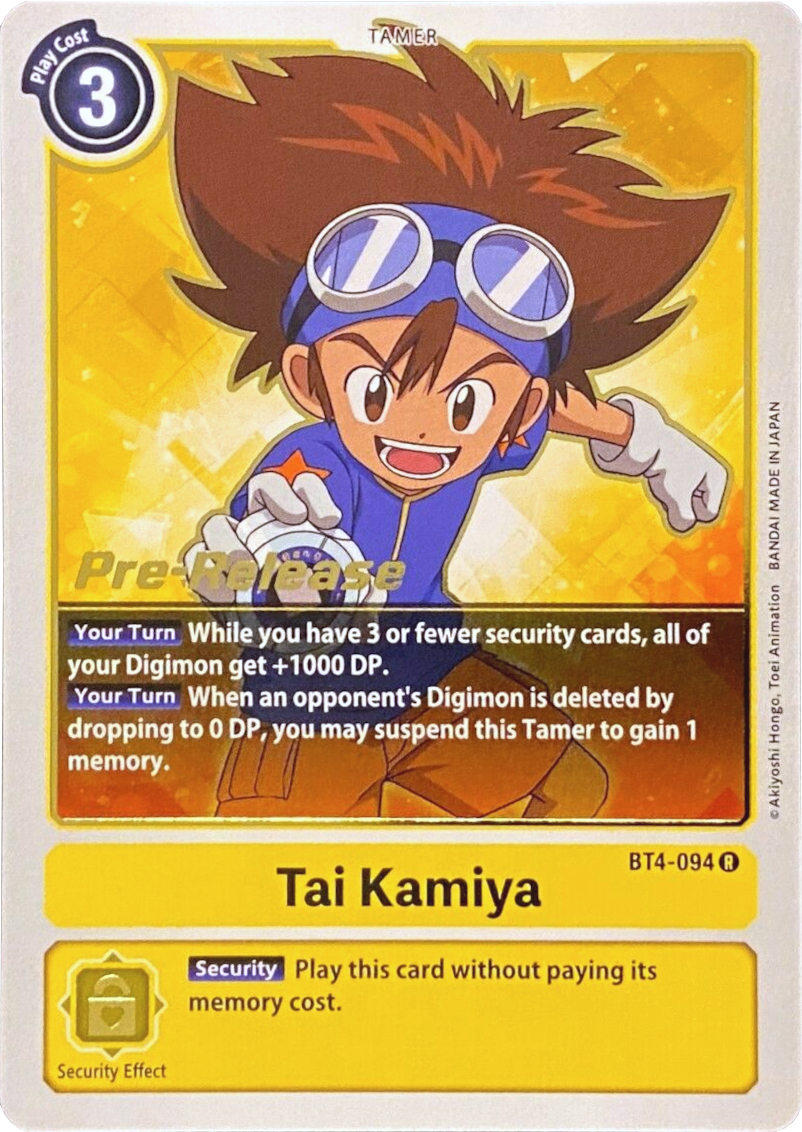 Tai Kamiya [BT4-094] [Great Legend Pre-Release Promos] | Total Play