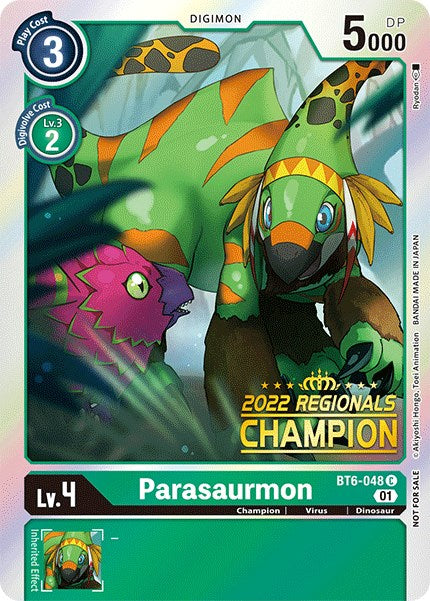 Parasaurmon [BT6-048] (2022 Championship Online Regional) (Online Champion) [Double Diamond Promos] | Total Play