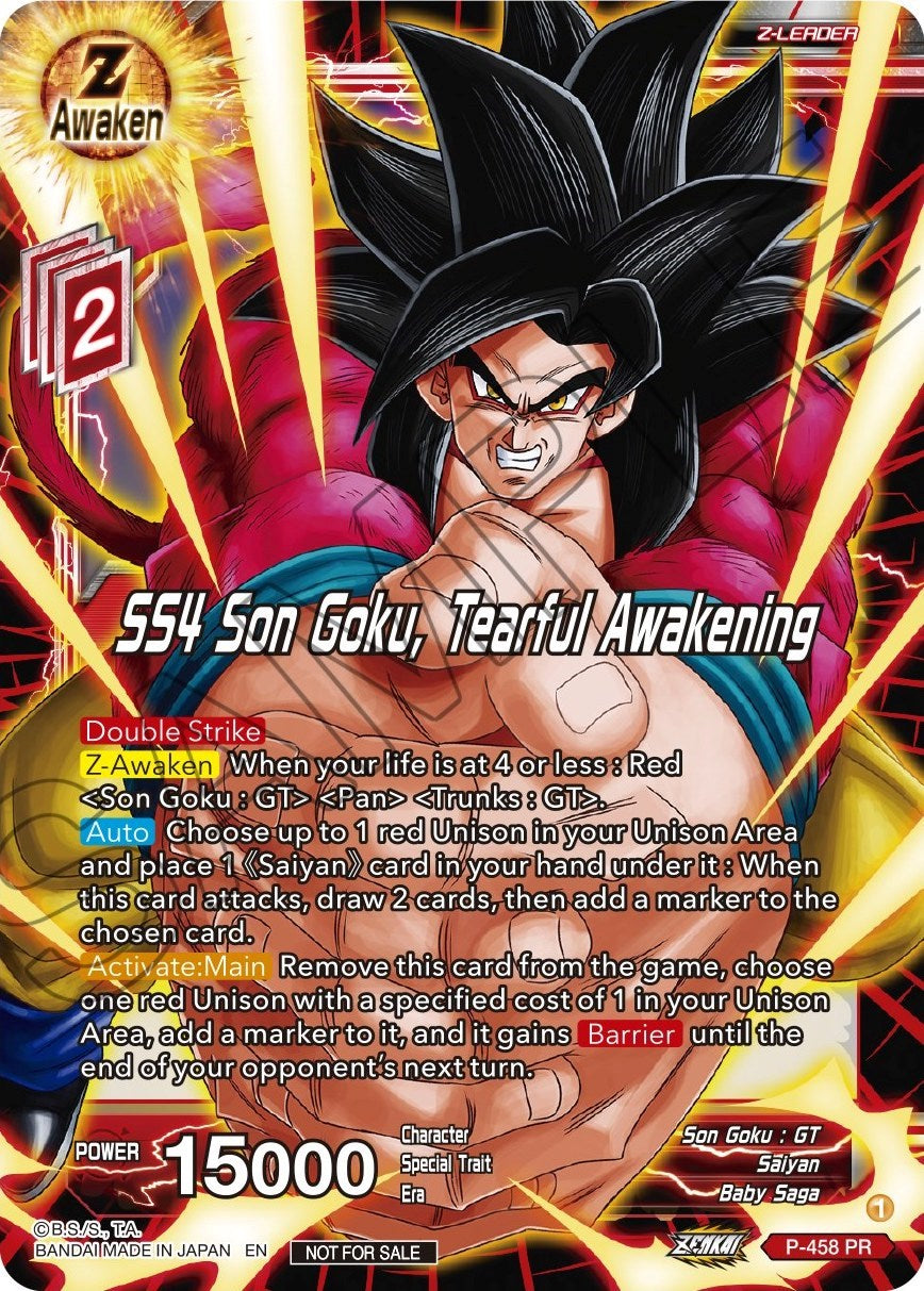 SS4 Son Goku, Tearful Awakening (Z03 Dash Pack) (P-458) [Promotion Cards] | Total Play