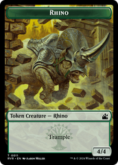 Elf Knight // Rhino Double-Sided Token [Ravnica Remastered Tokens] | Total Play