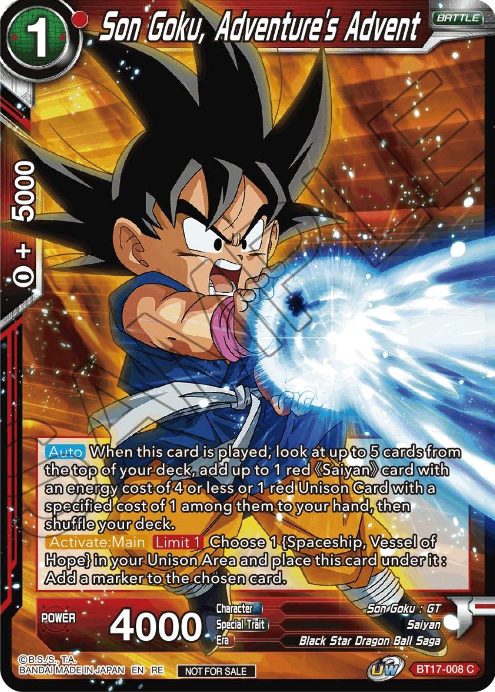 Son Goku, Adventure's Advent (Championship Selection Pack 2023 Vol.1) (BT17-008) [Tournament Promotion Cards] | Total Play