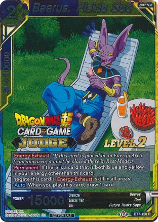 Beerus, Fickle God (Level 2) (BT7-120) [Judge Promotion Cards] | Total Play