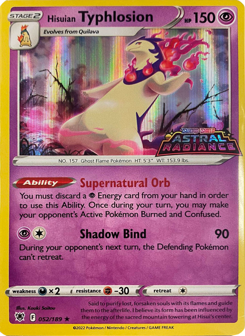 Hisuian Typhlosion (052/189) (GameStop Exclusive) [Sword & Shield: Astral Radiance] | Total Play