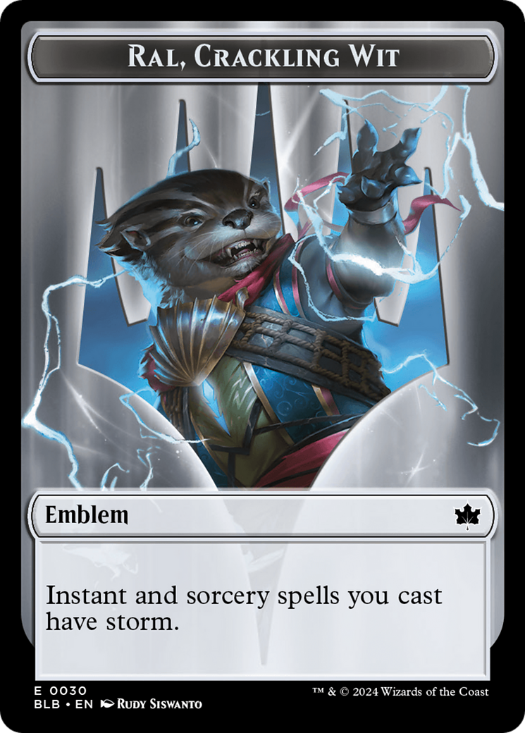 Emblem - Ral, Crackling Wit [Bloomburrow Tokens] | Total Play