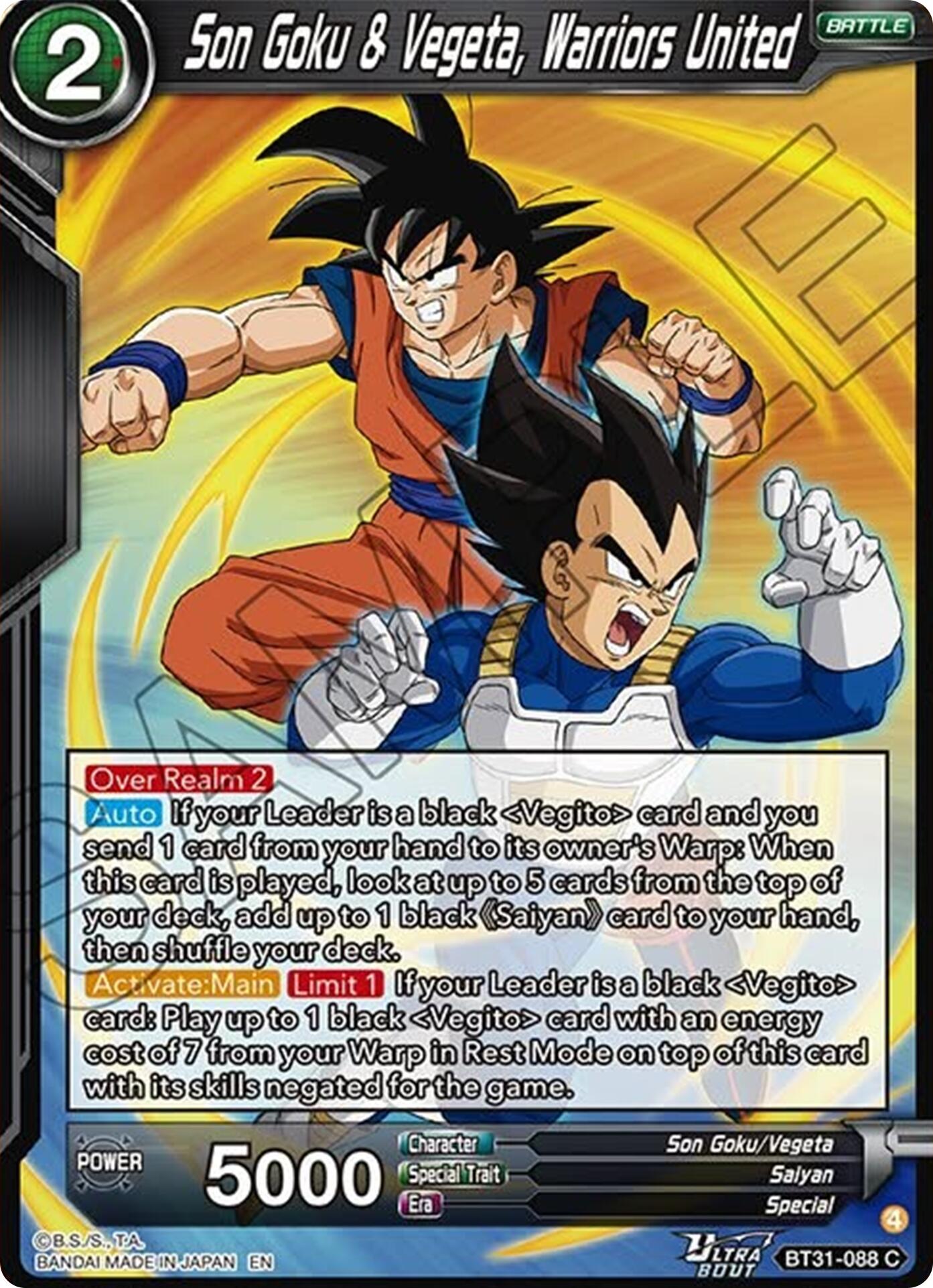 Son Goku & Vegeta, Warriors United (BT31-088) [Impact Beyond Dimensions] | Total Play