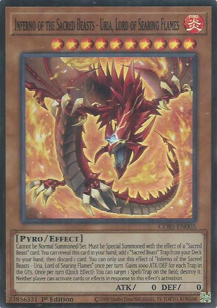 Inferno of the Sacred Beasts - Uria, Lord of Searing Flames [CORI-EN005] Super Rare | Total Play