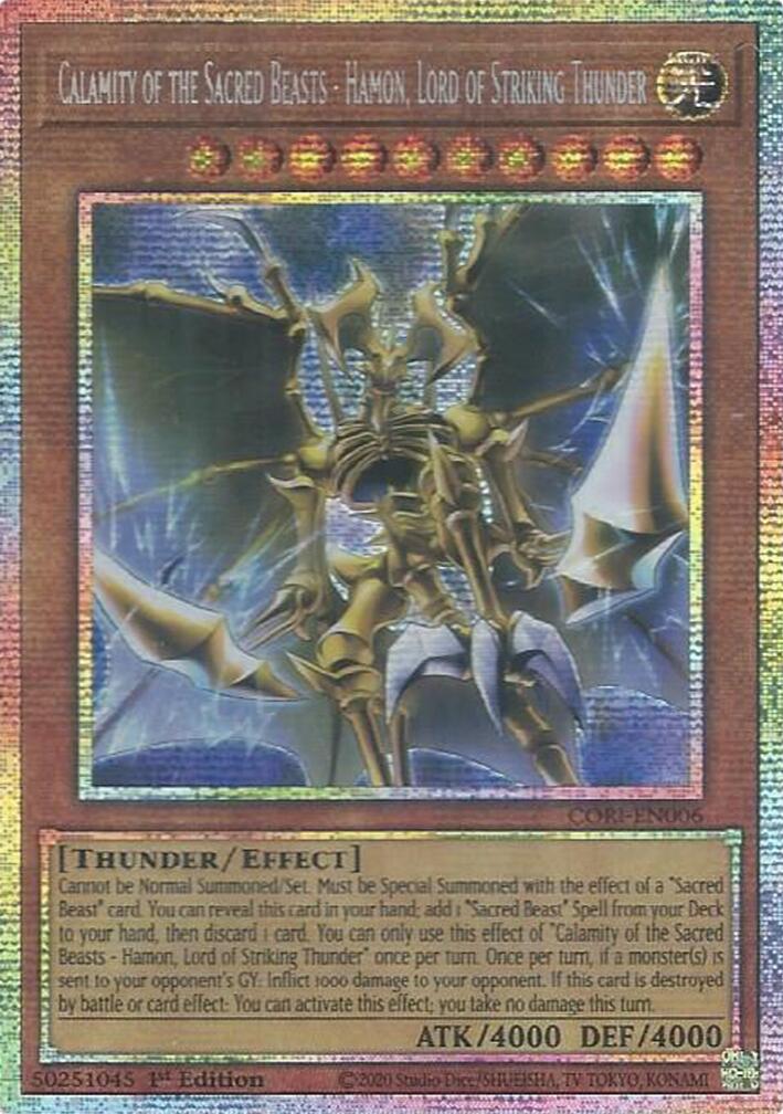 Calamity of the Sacred Beasts - Hamon, Lord of Striking Thunder (Starlight Rare) [CORI-EN006] Starlight Rare | Total Play