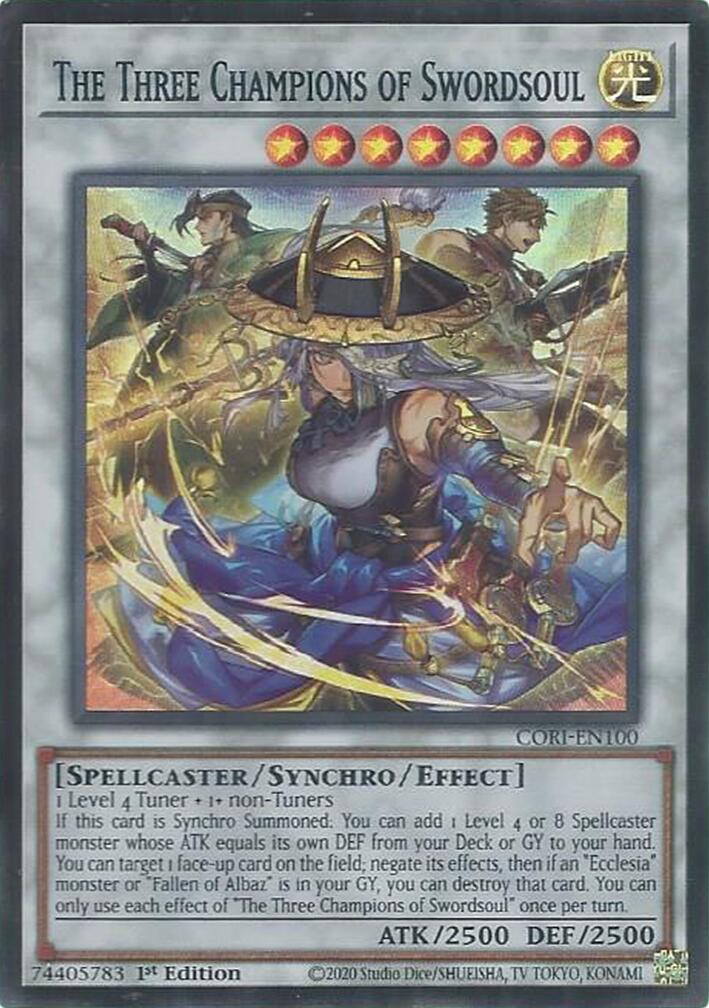 The Three Champions of Swordsoul [CORI-EN100] Super Rare | Total Play