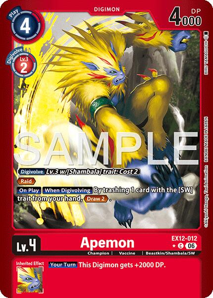 Apemon [EX12-012] (Limited Foil) [Digital World Shambala] | Total Play