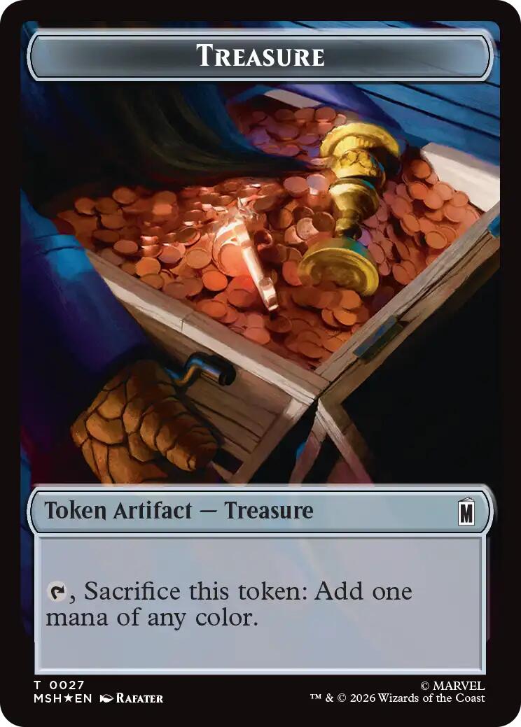 Treasure (027) // Bird (021) Double-Sided Token (Surge Foil) [Marvel Super Heroes Commander Tokens] | Total Play