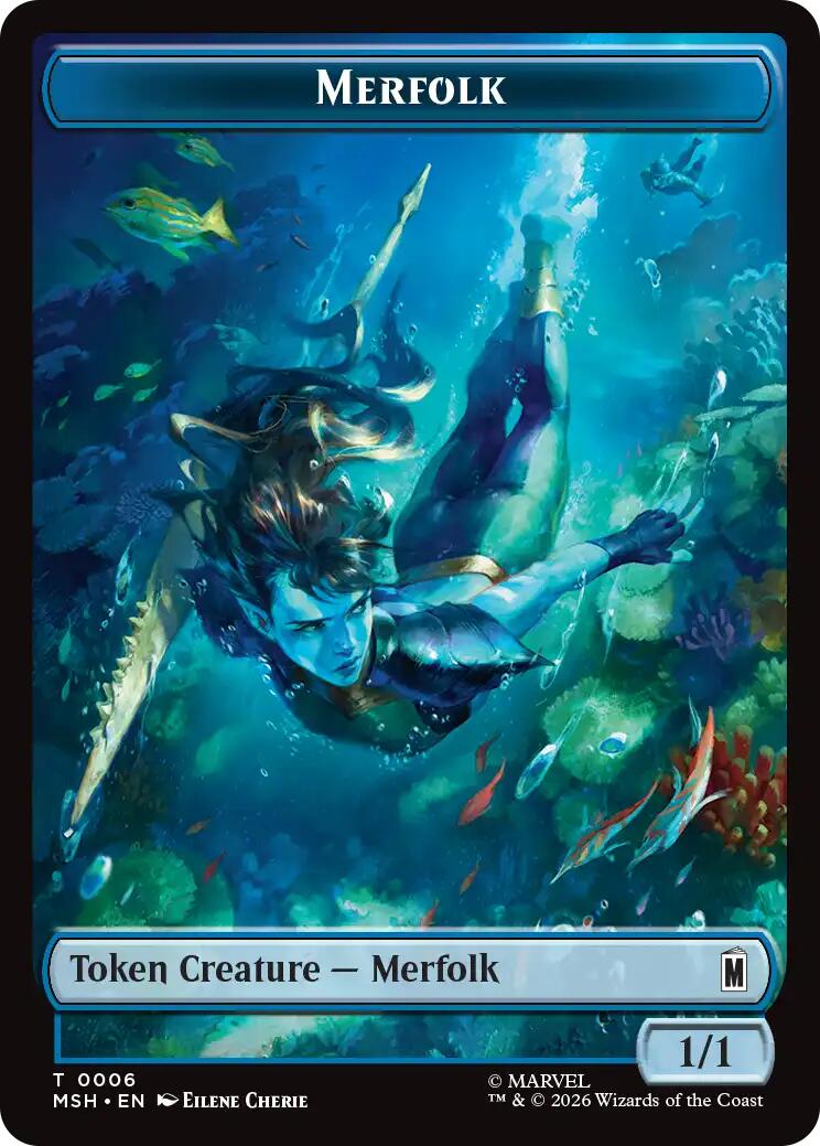 Merfolk // Doombot Double-Sided Token [Marvel Super Heroes Tokens] | Total Play