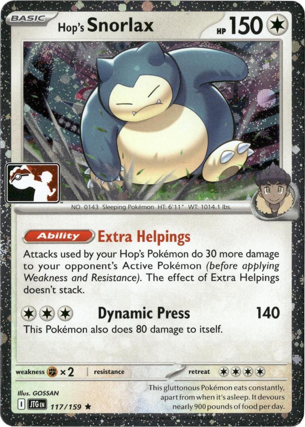 Hop's Snorlax (117/159) (Cosmos Holo) [Prize Pack Series Seven] | Total Play