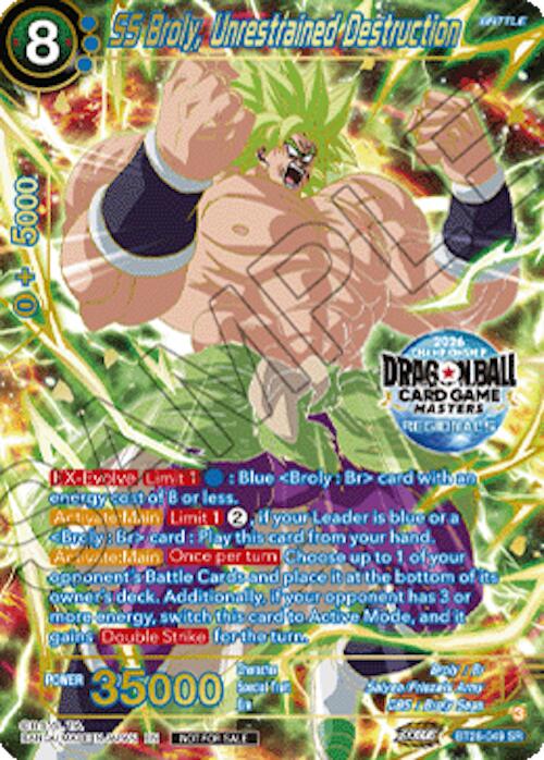 SS Broly, Unrestrained Destruction (2026 Championship Regionals) (BT26-049) [Tournament Promotion Cards] | Total Play