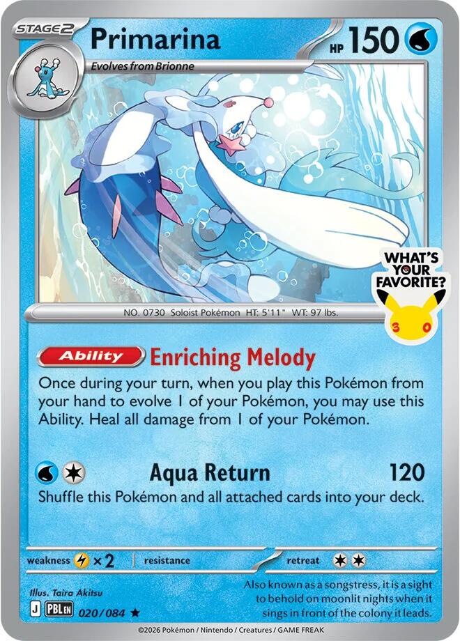 Primarina (020/084) (What's Your Favorite Stamp) [Mega Evolution: Pitch Black] | Total Play