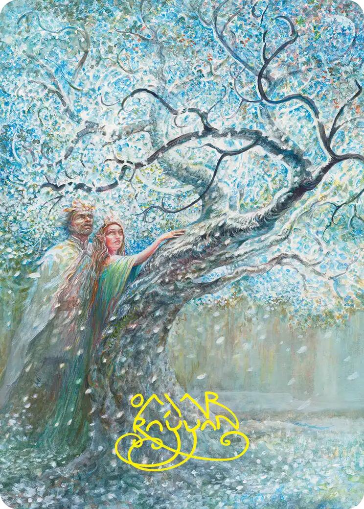 Flowering of the White Tree Art Card (Gold-Stamped Signature) [The Hobbit Art Series] | Total Play