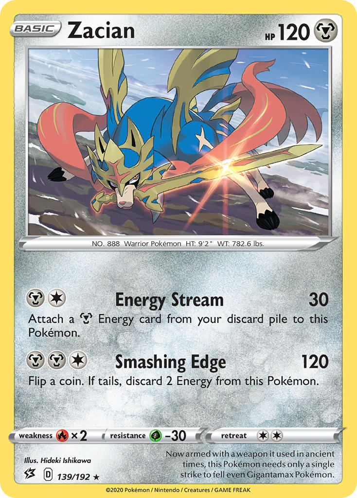 Zacian (139/192) (Cracked Ice Holo) (Theme Deck Exclusives) [Sword & Shield: Rebel Clash] | Total Play