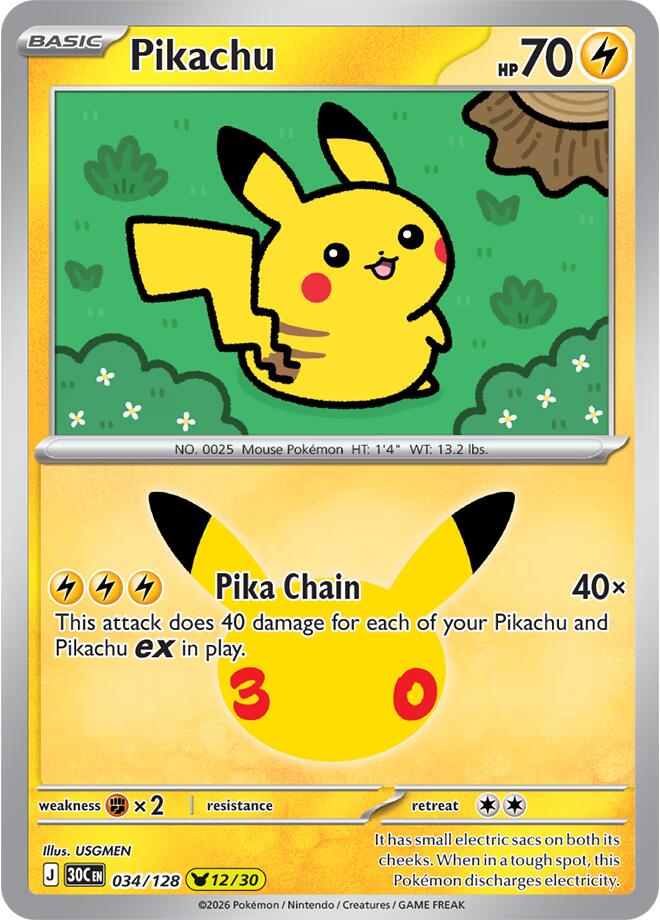 Pikachu (034/128) [Mega Evolution: 30th Celebration] | Total Play