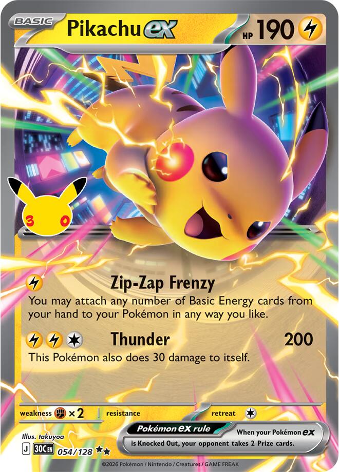 Pikachu ex (054/128) [Mega Evolution: 30th Celebration] | Total Play