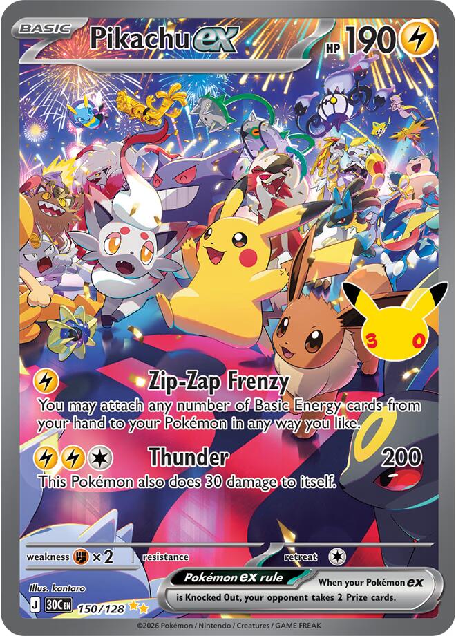 Pikachu ex (150/128) [Mega Evolution: 30th Celebration] | Total Play