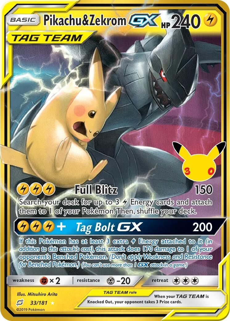 Pikachu & Zekrom GX (33/181) [Mega Evolution: 30th Celebration] | Total Play