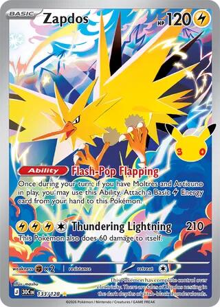 Zapdos (133/128) [Mega Evolution: 30th Celebration] | Total Play