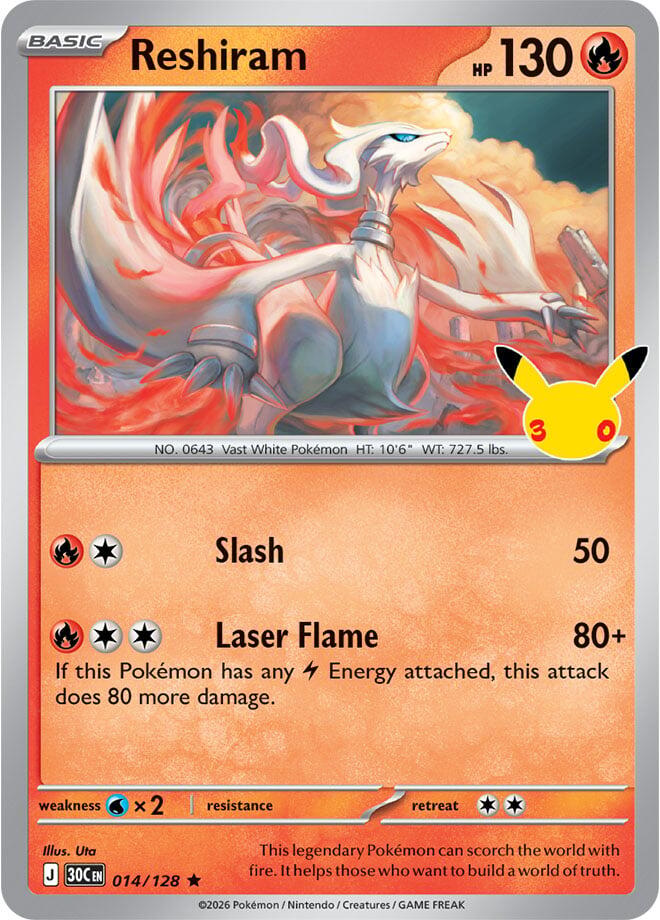 Reshiram (014/128) [Mega Evolution: 30th Celebration] | Total Play