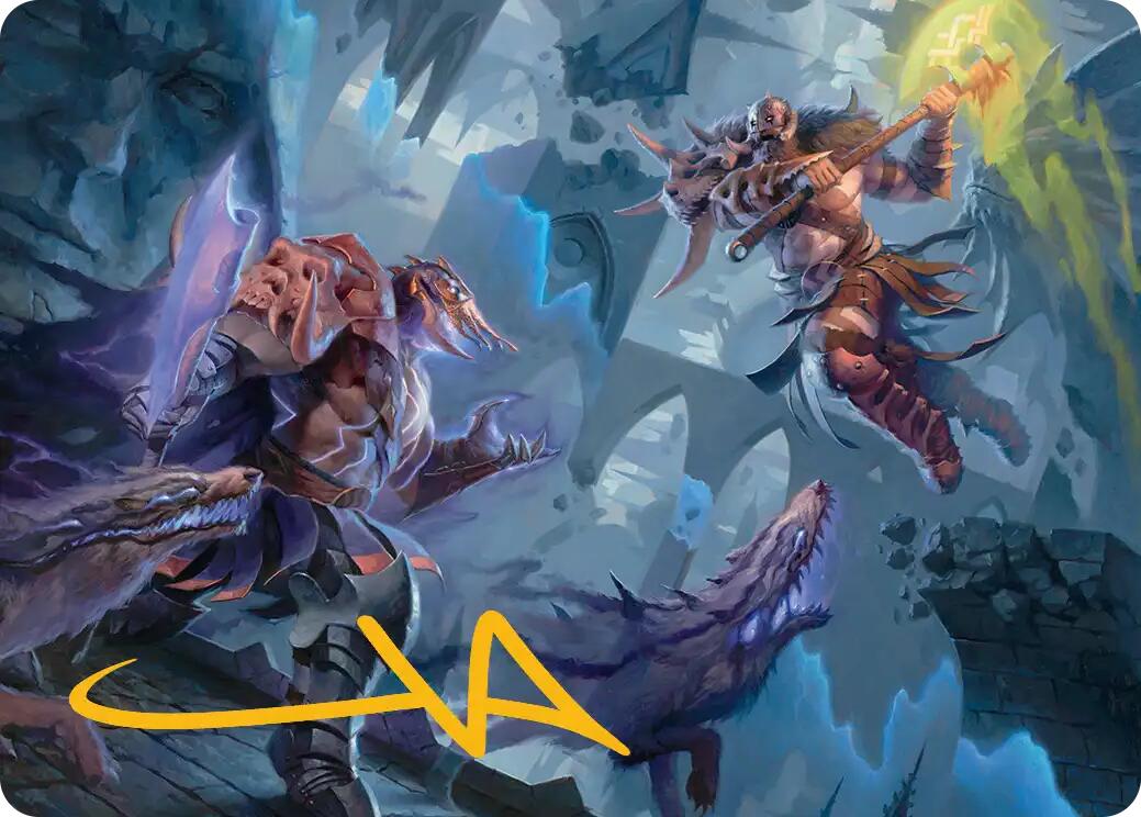 Garruk, Veiled Butcher // Garruk, Curse Breaker Art Card (Gold-Stamped Signature) [Reality Fracture Art Series] | Total Play