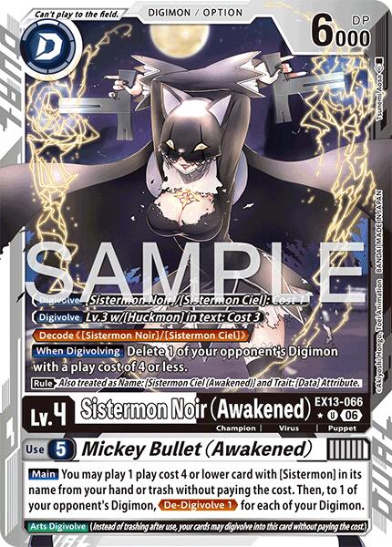 Sistermon Noir [EX13-066] (Awakened) // Mickey Bullet (Awakened) (Limited Foil) [Chivalrous XIII] | Total Play
