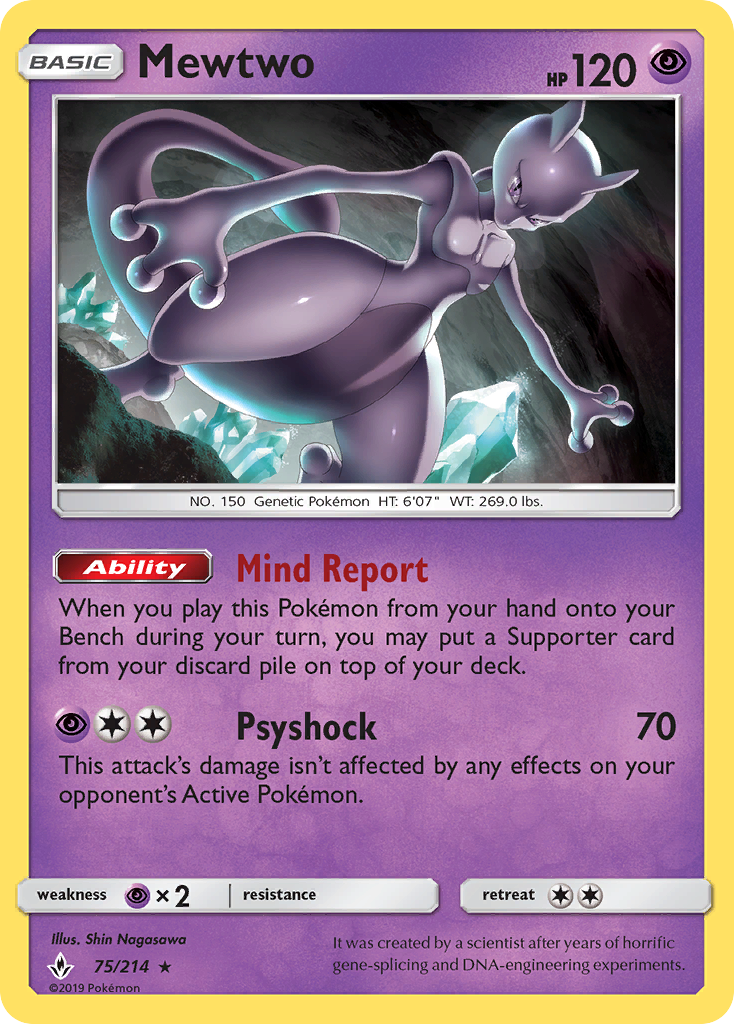 Mewtwo (75/214) [Sun & Moon: Unbroken Bonds] | Total Play