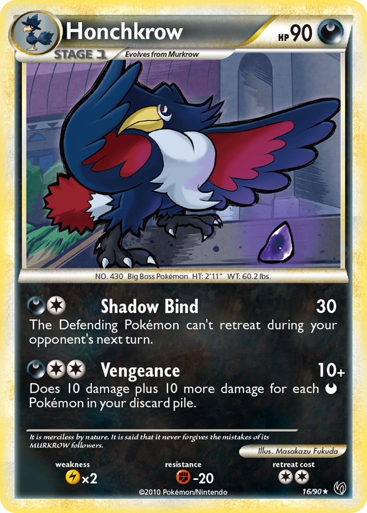 Honchkrow (16/90) [HeartGold & SoulSilver: Undaunted] | Total Play