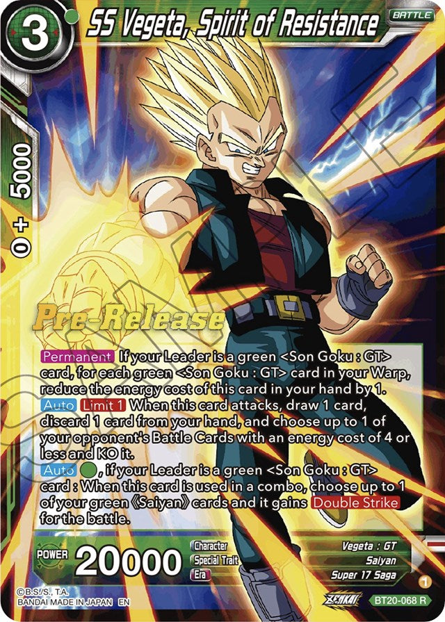SS Vegeta, Spirit of Resistance (BT20-068) [Power Absorbed Prerelease Promos] | Total Play