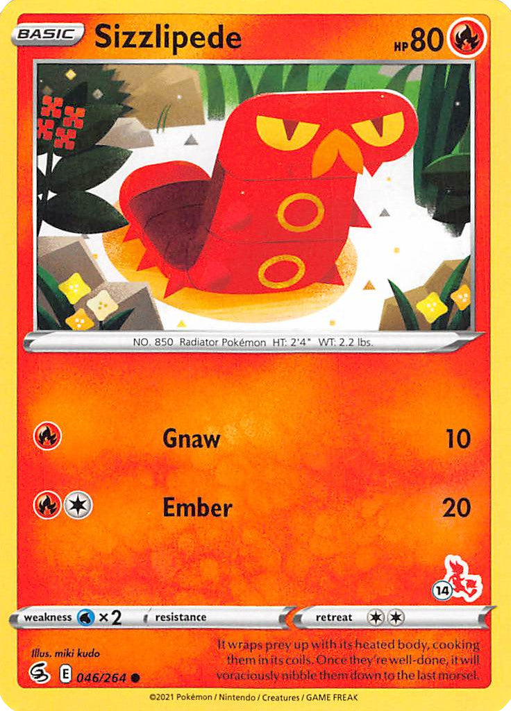 Sizzlipede (046/264) (Cinderace Stamp #14) [Battle Academy 2022] | Total Play